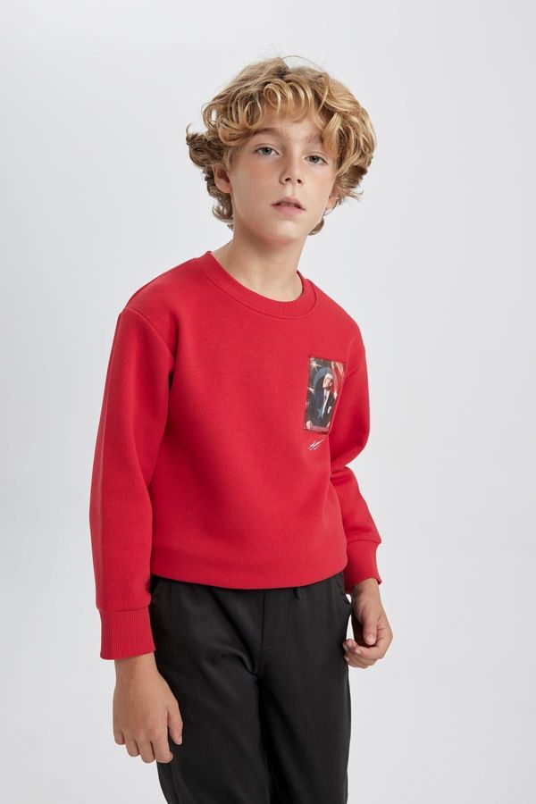 DEFACTO DEFACTO Boy Red Hooded Atatürk Printed Sweatshirt