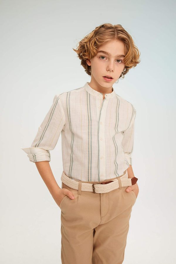 DEFACTO DEFACTO Boy Regular Fit Stand Collar Long Sleeve Shirt