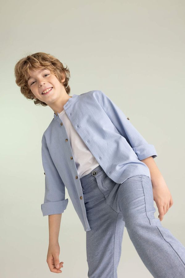 DEFACTO DEFACTO Boy Stand Collar Cotton Long Sleeve Shirt