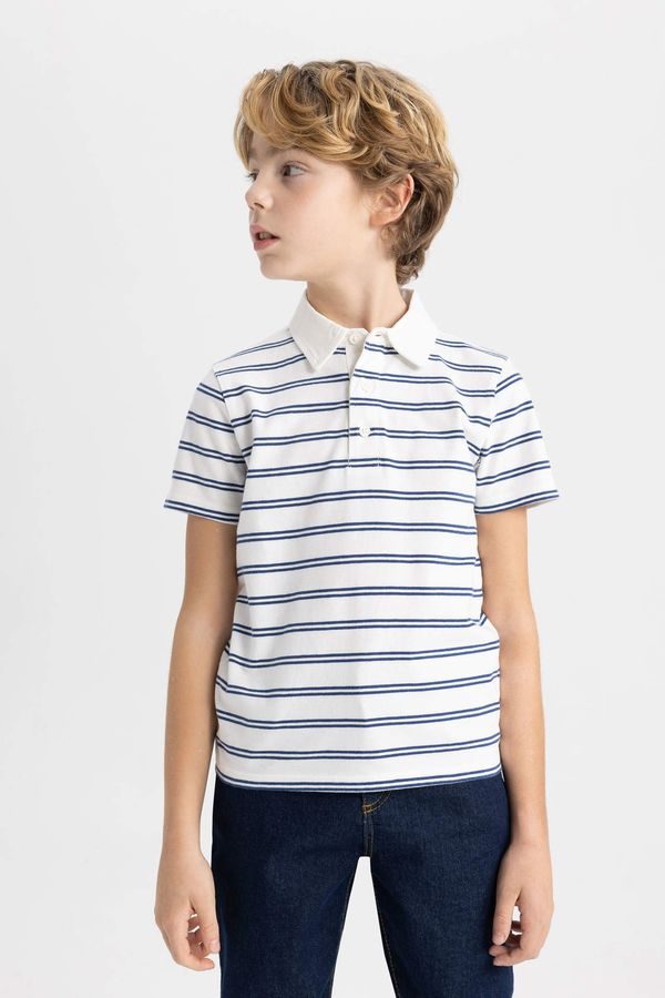 DEFACTO DEFACTO Boy Striped Pique Short Sleeve Polo T-Shirt