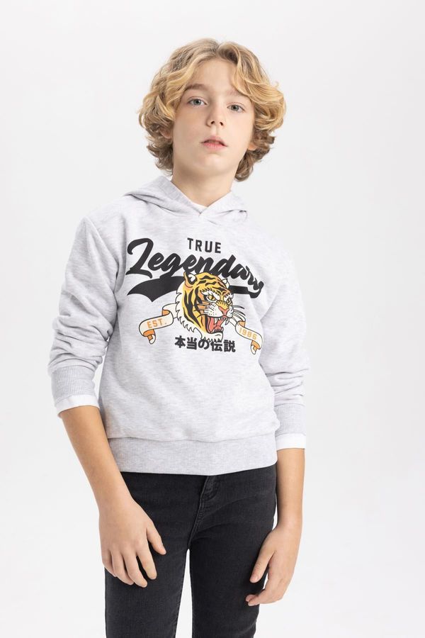 DEFACTO DEFACTO Boy&#39;s Hooded Printed Sweatshirt