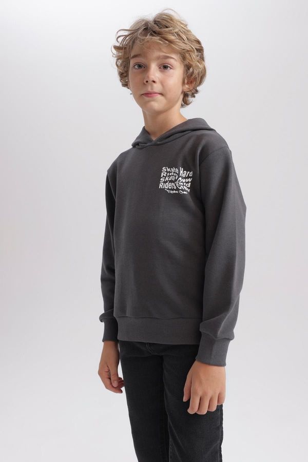 DEFACTO DEFACTO Boy&#39;s Hooded Printed Sweatshirt