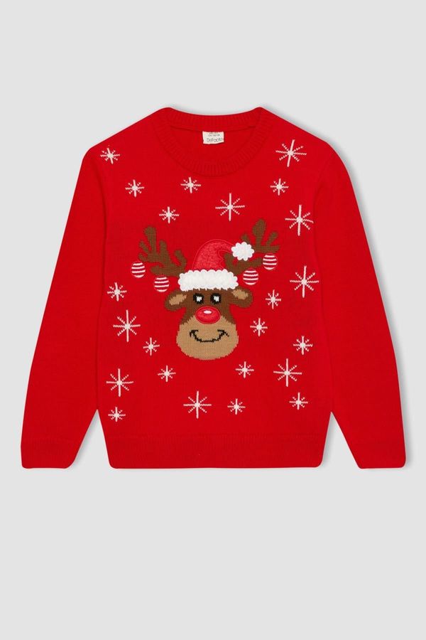 DEFACTO DEFACTO Boy's Christmas Themed Mini Me Crew Neck Knit Sweater