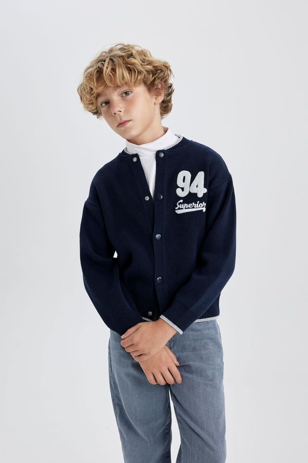 DEFACTO DEFACTO Boy's College Collar Bomber Knitwear Cardigan