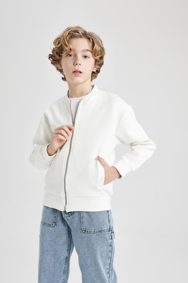 DEFACTO DEFACTO Boys College Collar Zippered Pocket Seasonal Light Bomber Cardigan