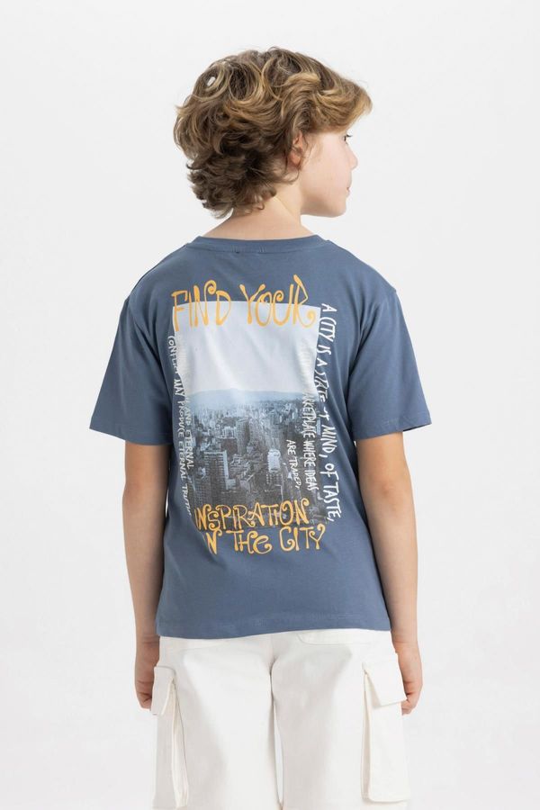 DEFACTO DEFACTO Boy's Crew Neck Back Printed Short Sleeve T-Shirt