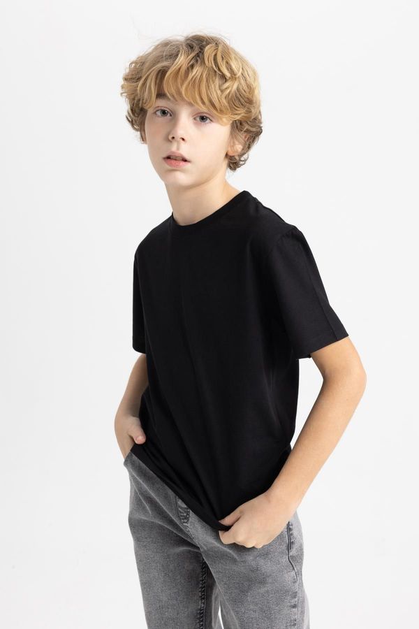 DEFACTO DEFACTO Boys Crew Neck Black Short Sleeve School T-Shirt