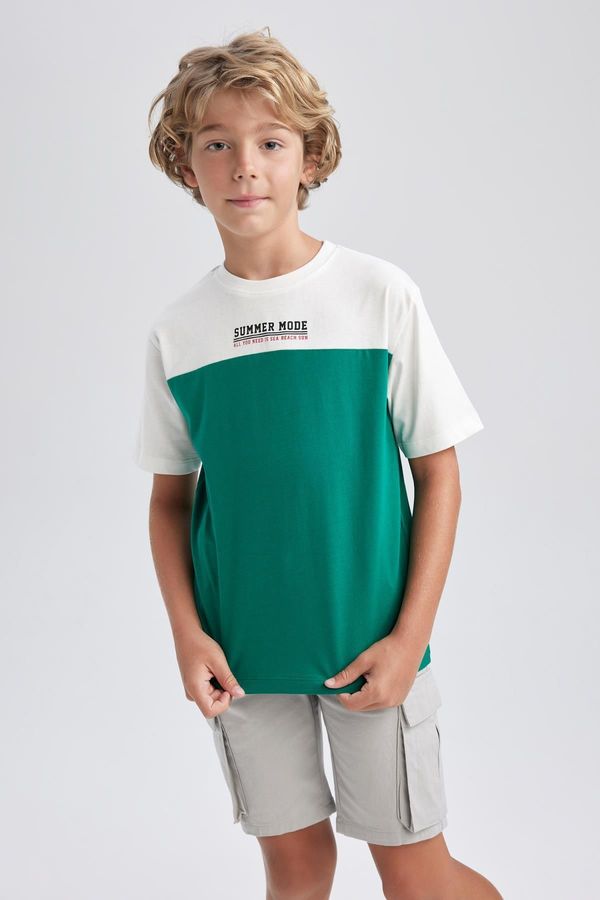 DEFACTO DEFACTO Boys' Crew Neck Color Block Short Sleeve T-Shirt