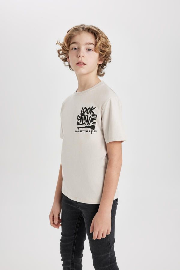 DEFACTO DEFACTO Boys' Crew Neck Printed Short Sleeve T-Shirt