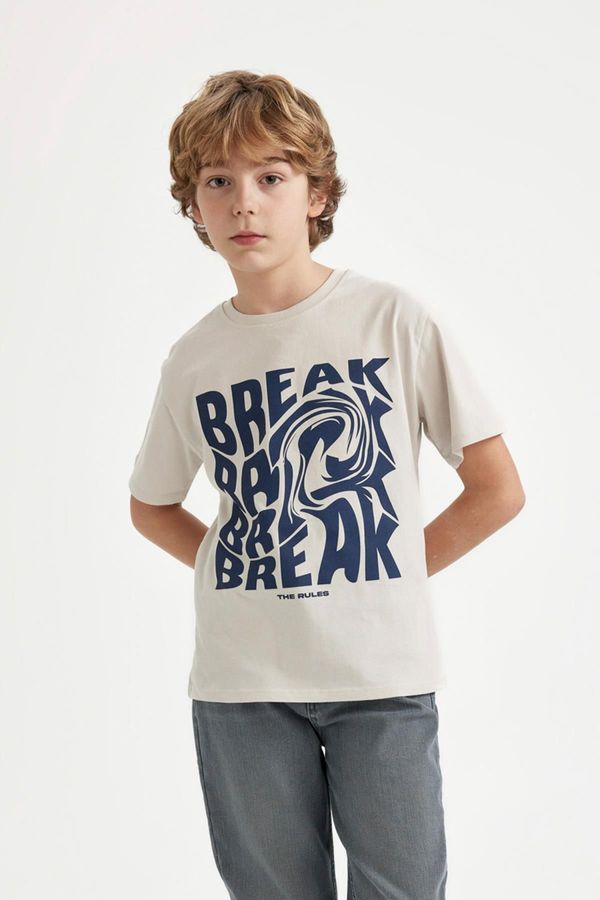 DEFACTO DEFACTO Boys' Crew Neck Printed Short Sleeve T-Shirt