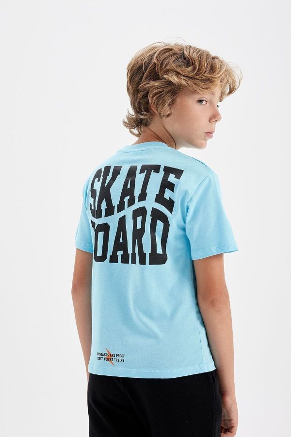 DEFACTO DEFACTO Boy's Crew Neck Printed Short Sleeve T-Shirt