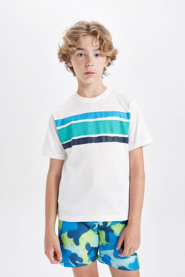 DEFACTO DEFACTO Boy's Crew Neck Printed Short Sleeve T-Shirt