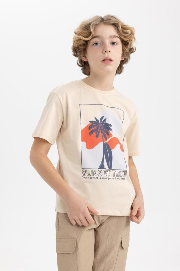 DEFACTO DEFACTO Boys' Crew Neck Printed Short Sleeve T-Shirt