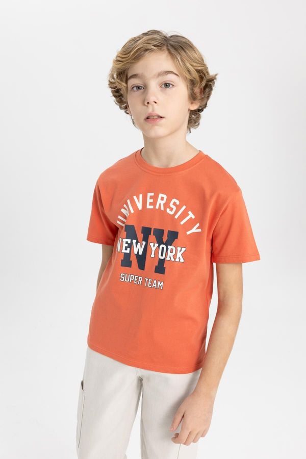 DEFACTO DEFACTO Boy's Crew Neck Printed Short Sleeve T-Shirt