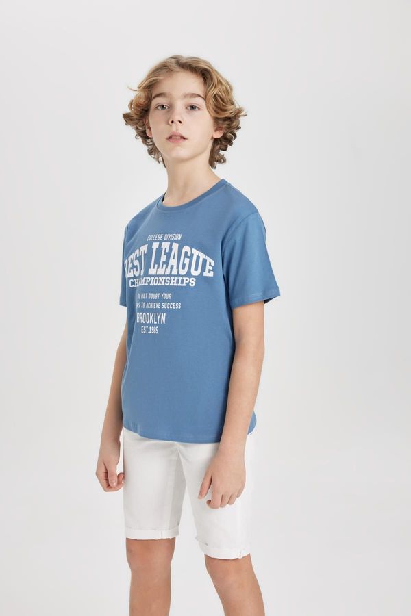 DEFACTO DEFACTO Boy's Crew Neck Printed Short Sleeve T-Shirt