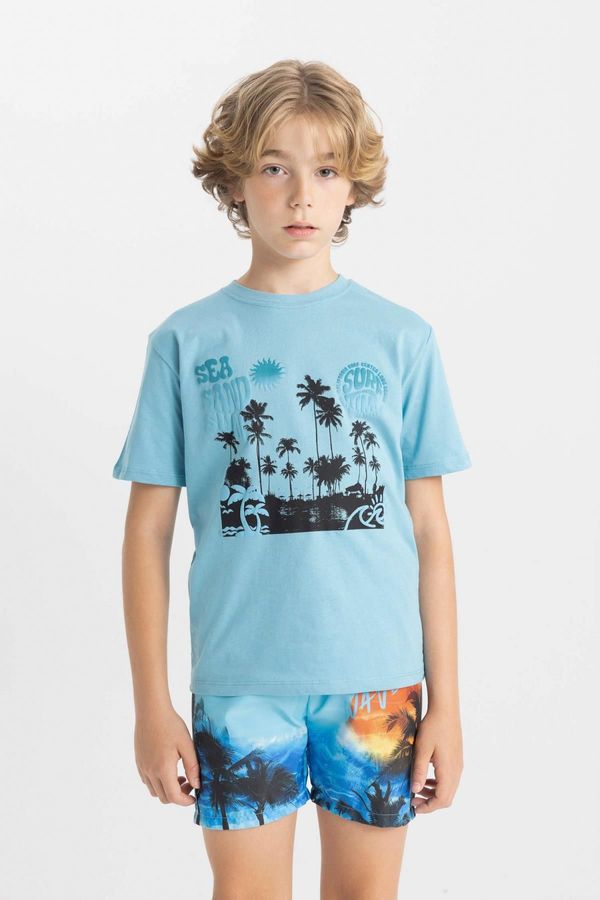 DEFACTO DEFACTO Boy's Crew Neck Printed Short Sleeve T-Shirt