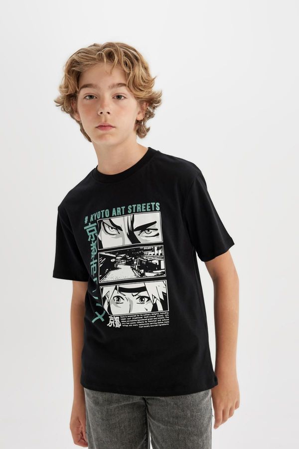 DEFACTO DEFACTO Boy's Crew Neck Printed Short Sleeve T-Shirt