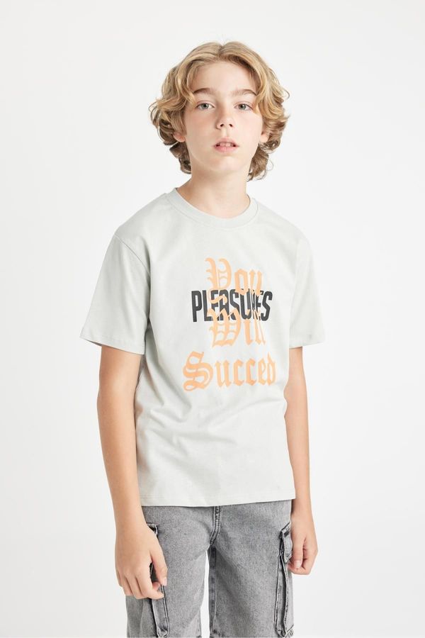 DEFACTO DEFACTO Boy's Crew Neck Printed Short Sleeve T-Shirt