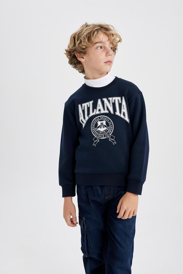 DEFACTO DEFACTO Boy's Crew Neck Printed Thick Sweatshirt