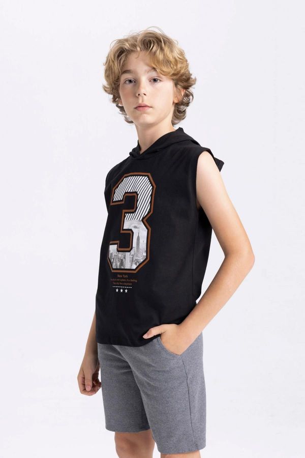 DEFACTO DEFACTO Boy's Hooded Printed Undershirt