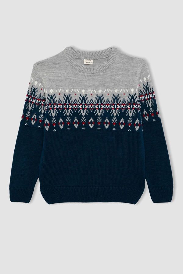 DEFACTO DEFACTO Boy's New Year's Themed Crew Neck Sweater