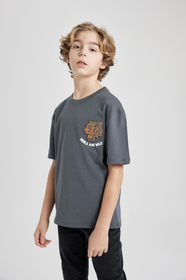 DEFACTO DEFACTO Boys Oversize Fit Crew Neck Printed Short Sleeve T-Shirt