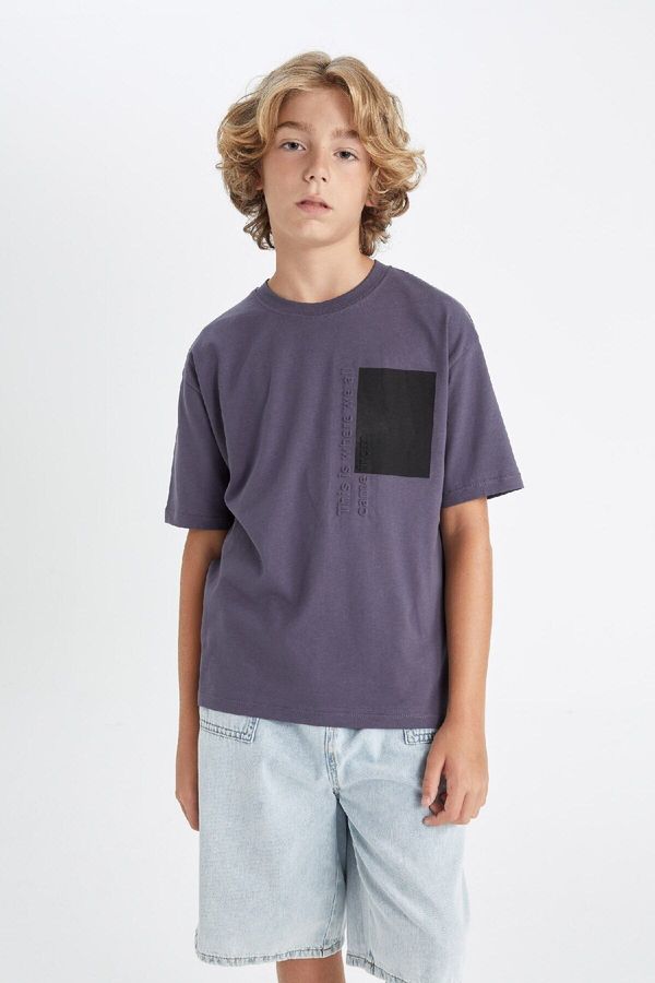 DEFACTO DEFACTO Boy's Oversize Fit Crew Neck Printed Short Sleeve T-Shirt