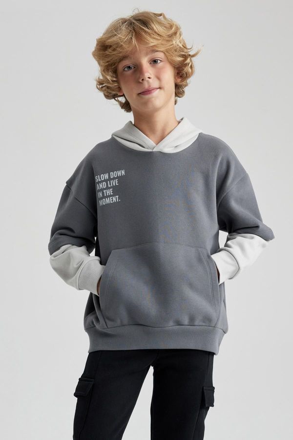 DEFACTO DEFACTO Boy's Oversize Fit Hooded Sweatshirt