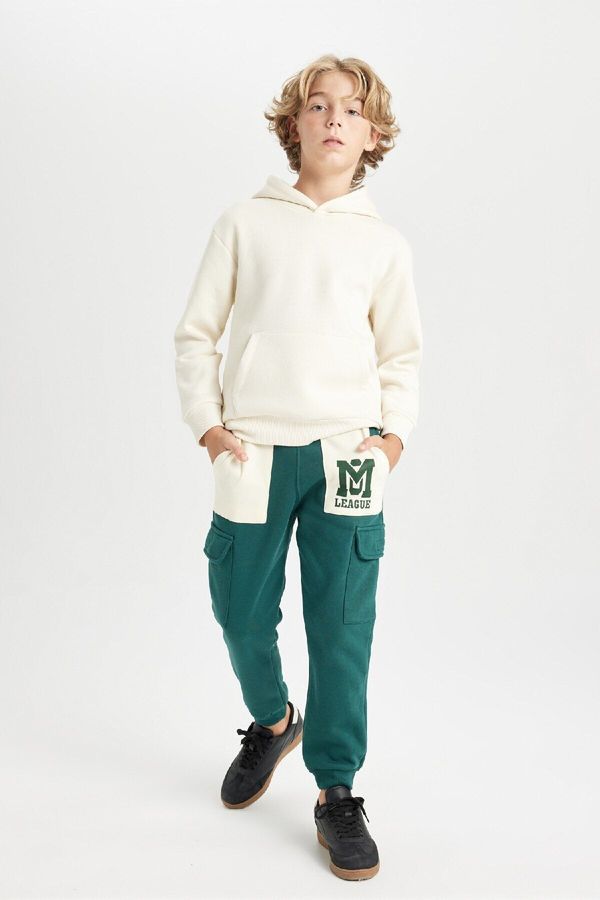 DEFACTO DEFACTO Boys Printed Cargo Pocket Elastic Waist Leg Jogger Sweatpants