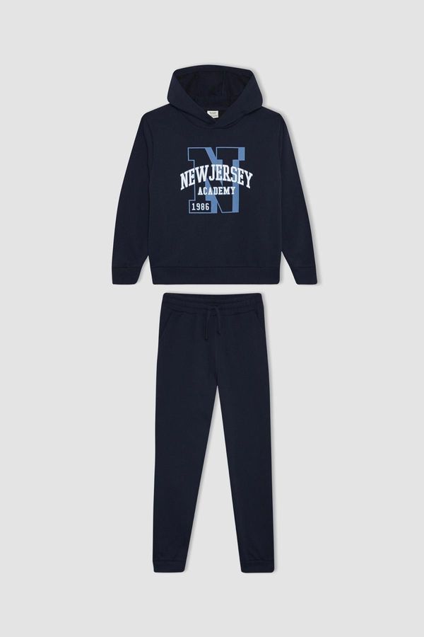 DEFACTO DEFACTO Boy's Printed Hooded Sweatshirt Sweatpants 2-Piece Set