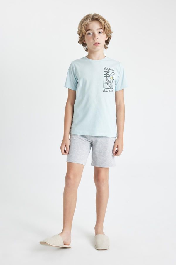 DEFACTO DEFACTO Boy's Printed Short Sleeve Pajama Set with Shorts