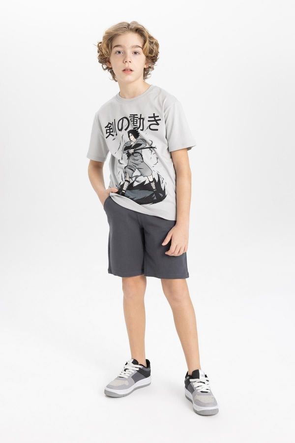 DEFACTO DEFACTO Boy's Printed Short Sleeve T-Shirt Shorts 2-Piece Set