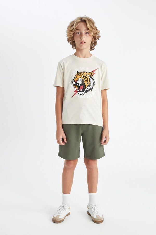 DEFACTO DEFACTO Boy's Printed Short Sleeve T-Shirt Shorts 2-Piece Set