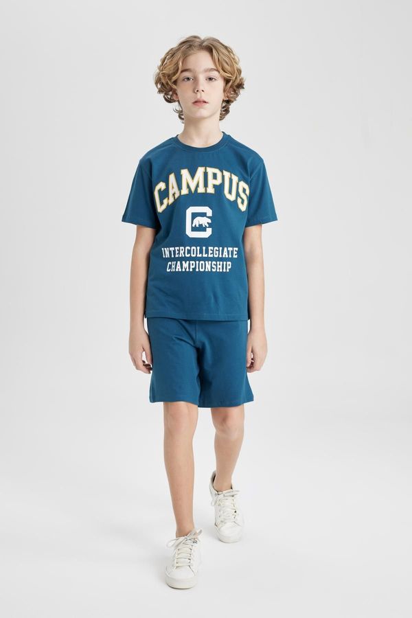 DEFACTO DEFACTO Boy's Printed Short Sleeve T-shirt Shorts 2-Piece Set