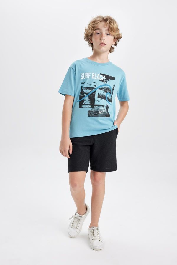 DEFACTO DEFACTO Boy's Printed Short Sleeve T-Shirt Shorts 2-Piece Set