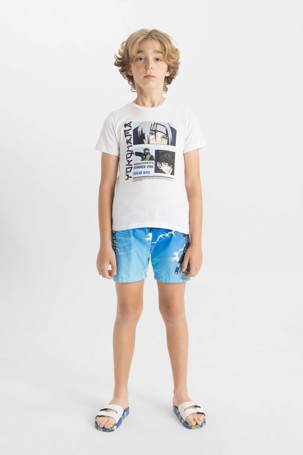 DEFACTO DEFACTO Boy's Printed Short Sleeve T-Shirt Swim Shorts Set of 2