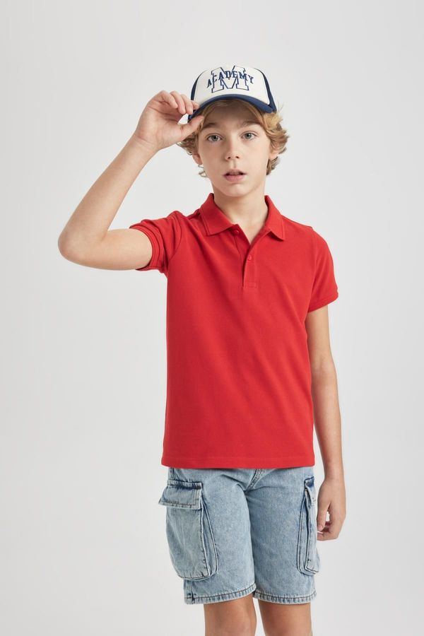 DEFACTO DEFACTO Boy's Red Pique Short Sleeve Polo T-Shirt