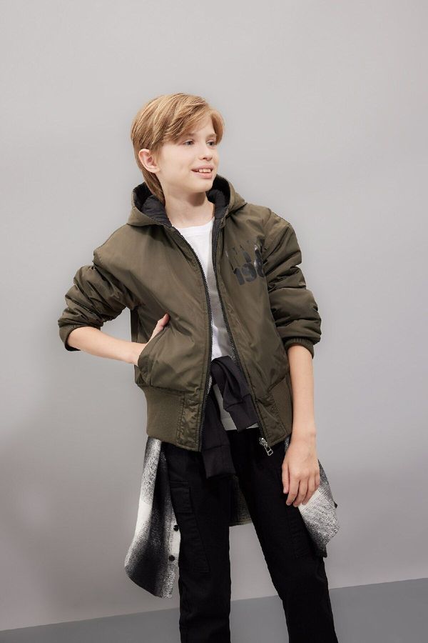 DEFACTO DEFACTO Boy's Reversible Hooded Coat