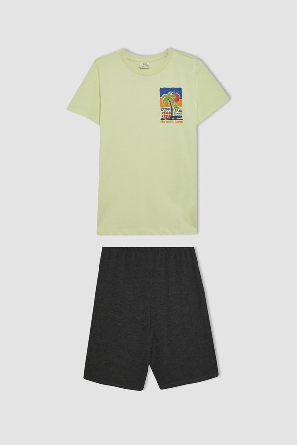 DEFACTO DEFACTO Boy's Short Sleeve Pajama Set with Shorts