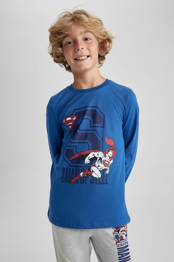 DEFACTO DEFACTO Boy's Superman Combed Cotton Long Sleeve Pajama Set