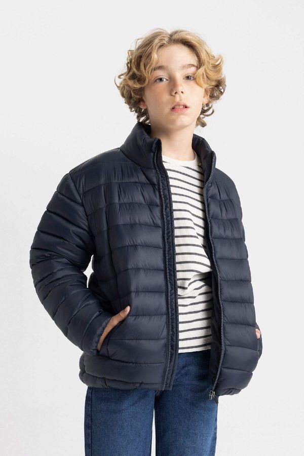 DEFACTO DEFACTO Boy's Water Repellent Half Turtleneck Coat