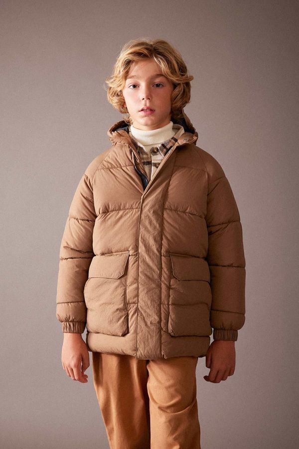 DEFACTO DEFACTO Boy's Water Repellent Hooded Coat