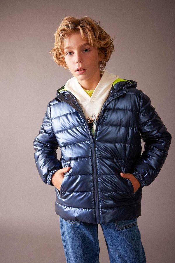 DEFACTO DEFACTO Boy's Water Repellent Hooded Fleece Lined Coat