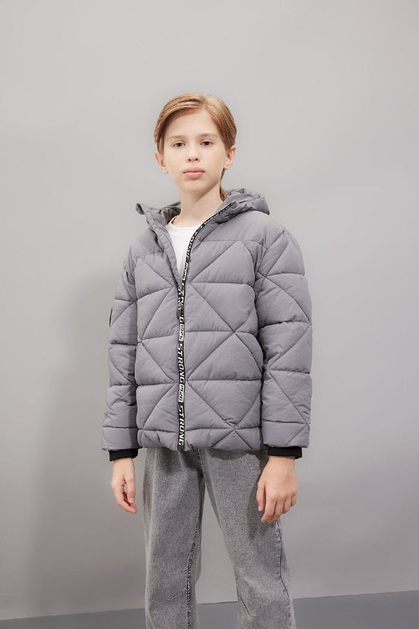 DEFACTO DEFACTO Boy's Water Repellent Hooded Zippered Pocket Coat