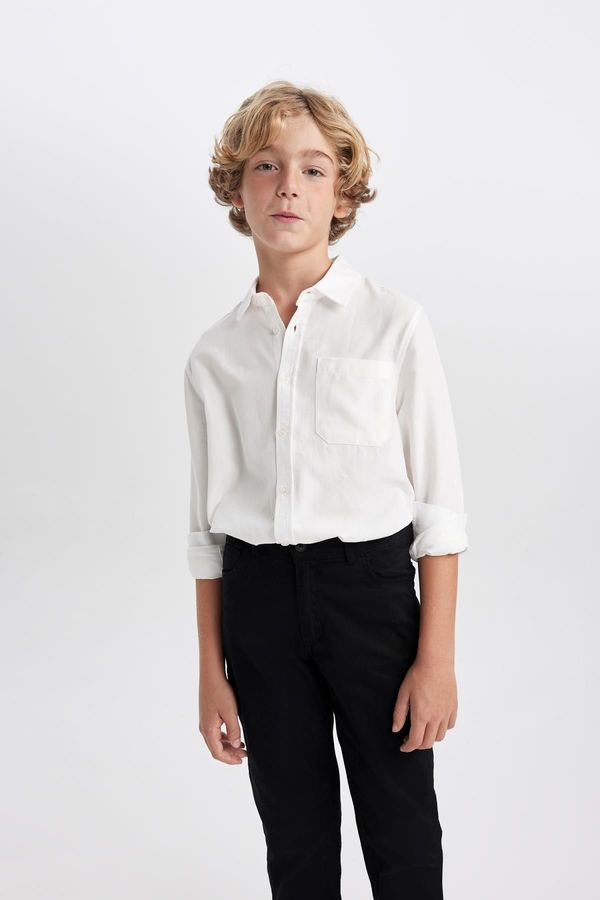 DEFACTO DEFACTO Boy's White Oxford Long Sleeve School Shirt