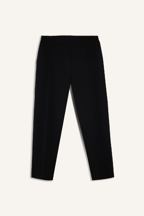 DEFACTO DEFACTO Carrot Fit Basic Straight Elastic Waist Skinny Leg Pocket Crepe Trousers