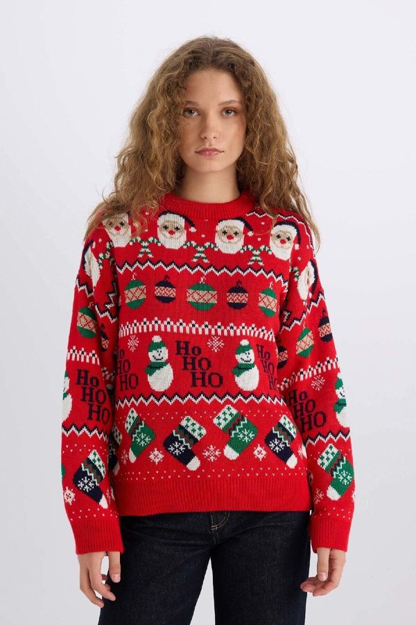 DEFACTO DEFACTO Christmas Themed Crew Neck Knitwear Sweater