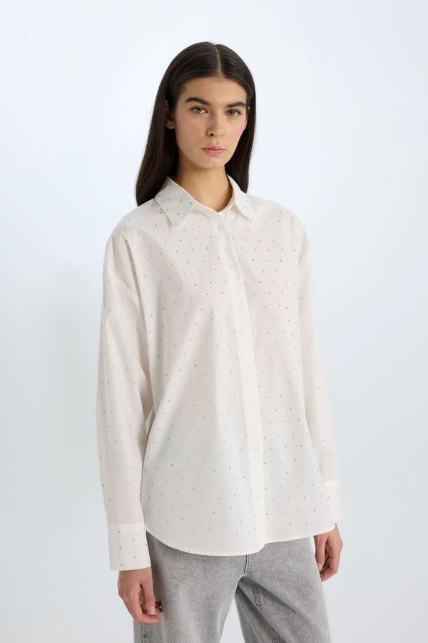 DEFACTO DEFACTO Christmas Themed Oversize Wide Pattern Poplin Long Sleeve Shirt