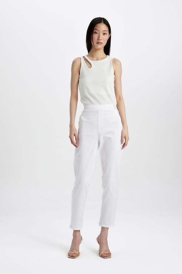 DEFACTO DEFACTO Cigarette Satin Trousers Normal Waist Basic Straight Elastic Waist Straight Leg