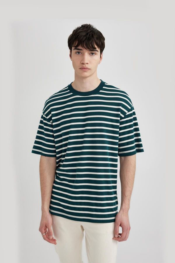 DEFACTO DEFACTO Comfort Fit Crew Neck Striped Short Sleeve T-Shirt